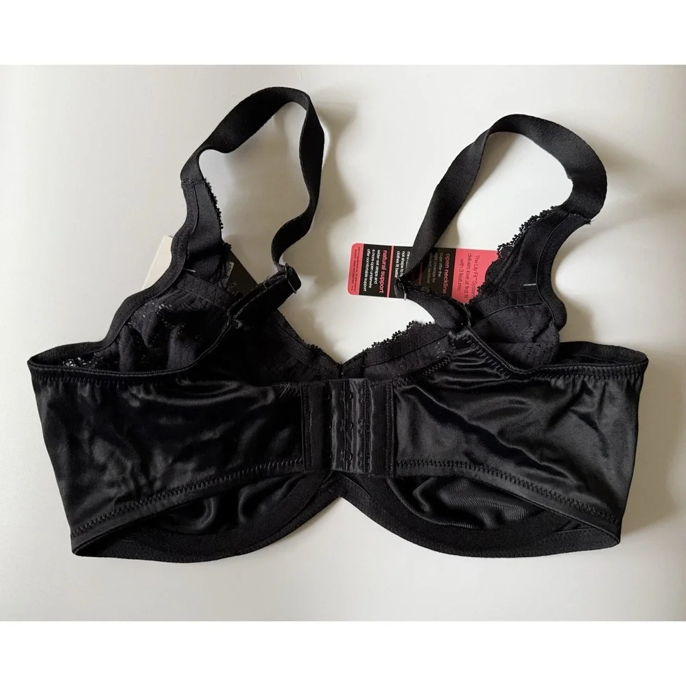 Lilyette By Bali Shaping Minimizer Comfort Lace Underwire Bra 36D Black 0428 NWT
